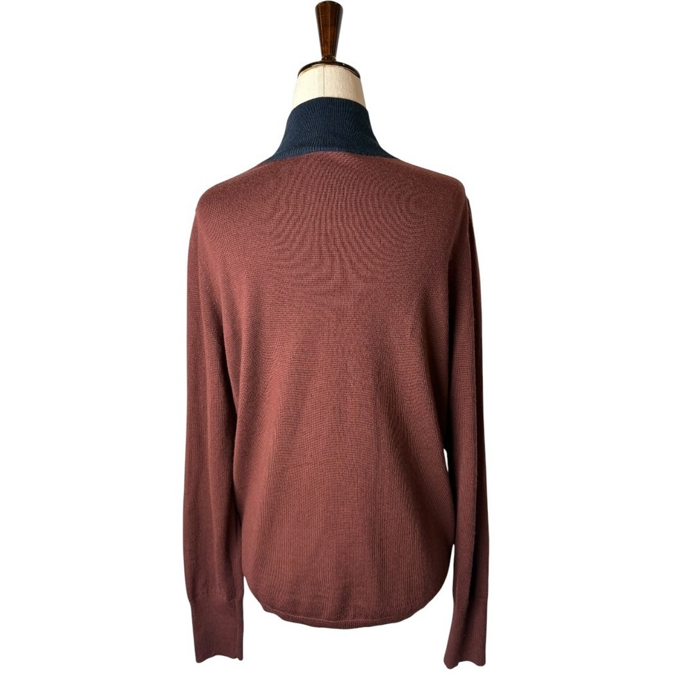 Marimekko Uniqlo Sweater Women Large Brown Orange Lightweight Geo Wool Knit - Picture 3 of 11